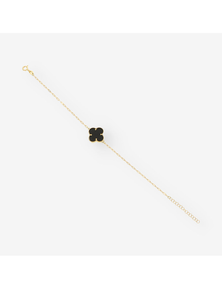 Pulsera oro y colgantes p. negra