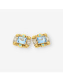 Pendientes Vintage oro, esmalte y p.azul