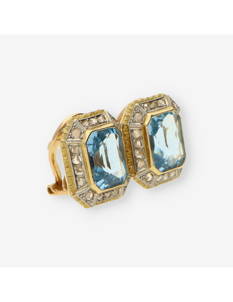 Pendientes vintage oro p.azul y diamante