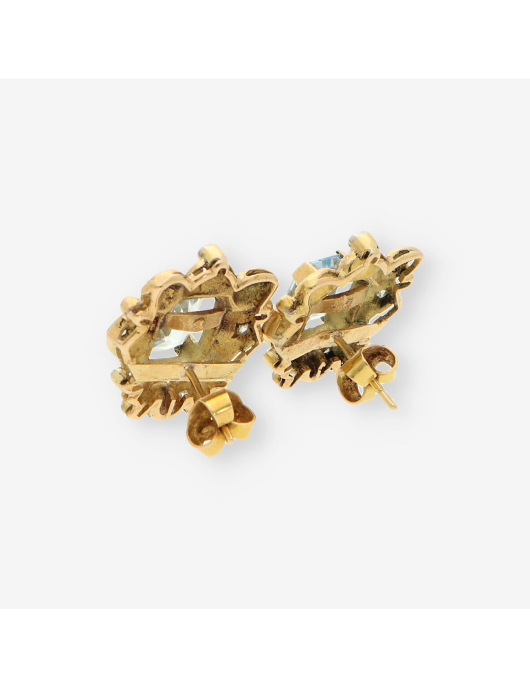 Pendientes Vintage aguamarina diam oro 