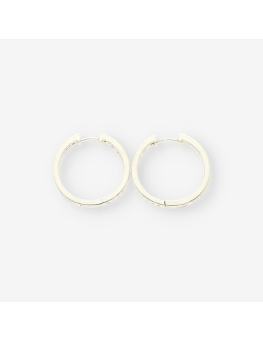 Pendientes aro oro bl y brillantes