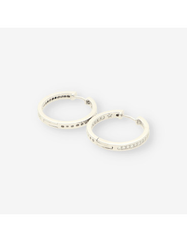 Pendientes aro oro bl y brillantes