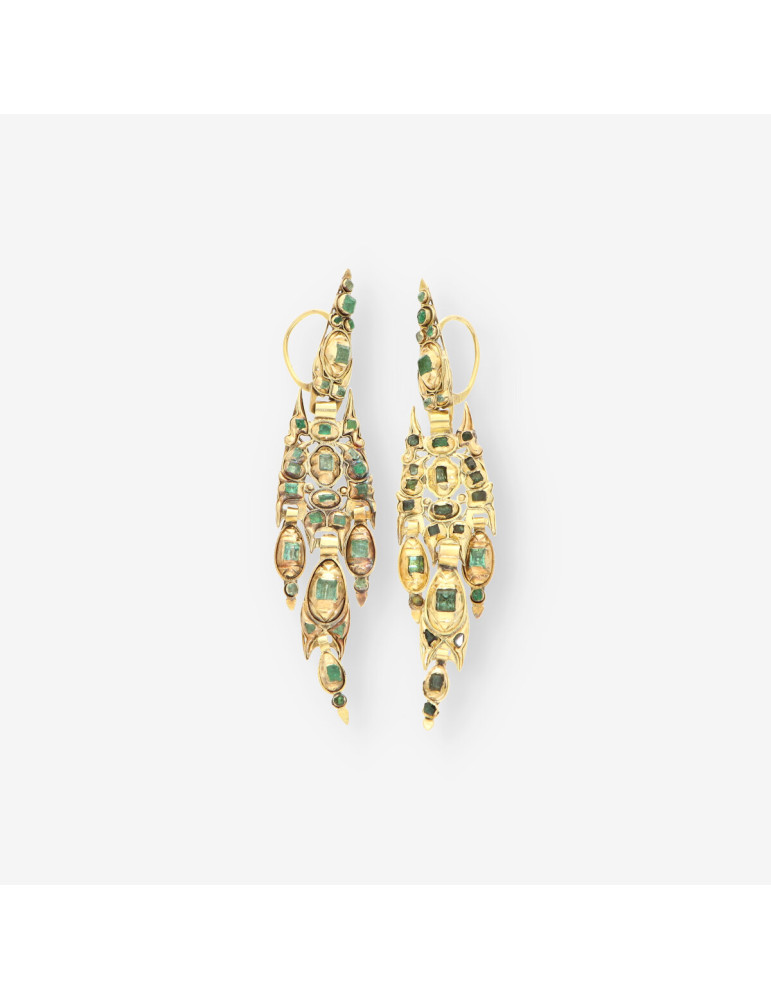 Pendientes oro Vintage Esmeralda aÃ±os 20