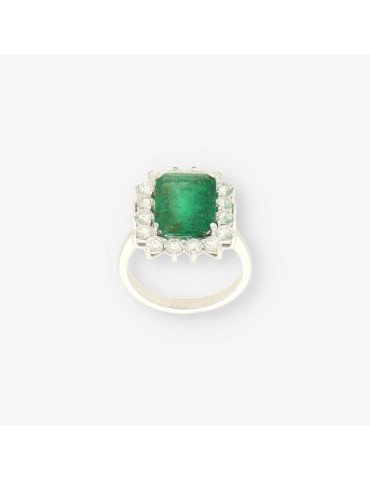 Anillo oro bl. esm. y bri aprox.1,15 Qt.