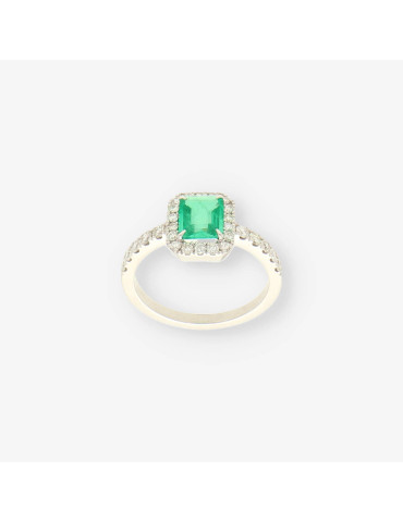 Anillo oro bl. esm. y bri aprox.0,50 Qt.