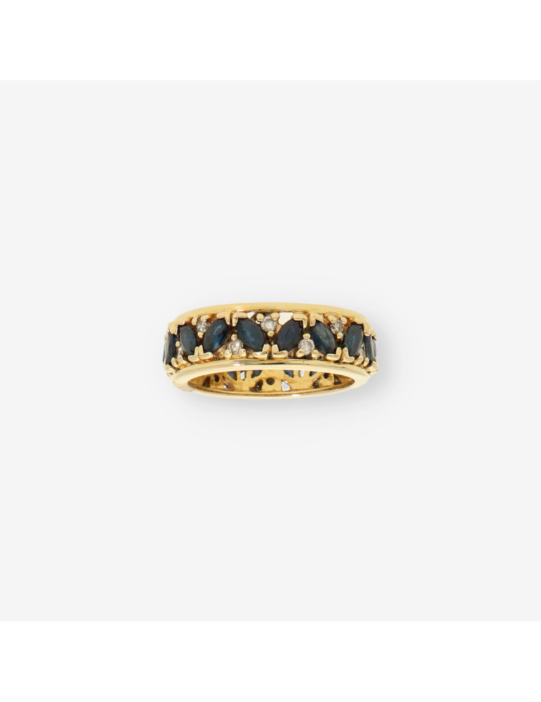 Anillo oro, zafiro y brillantes