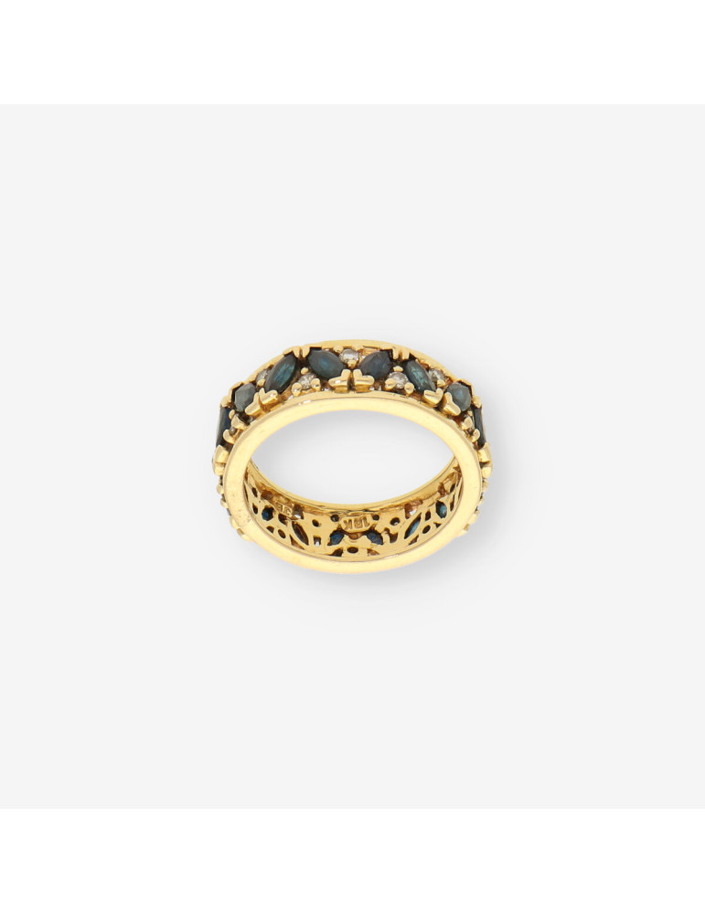 Anillo oro, zafiro y brillantes