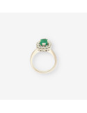 Anillo oro bl. Esmeralda y brillantes