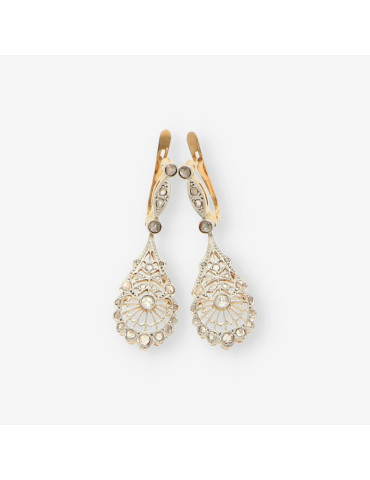Pendientes Vintage largos oro bl/ama bri