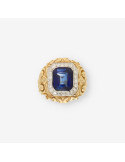Anillo oro, brillantes y piedras azules