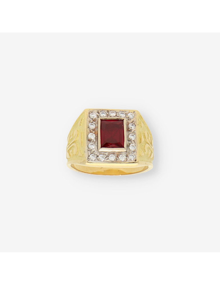 Anillo sello oro p. roja