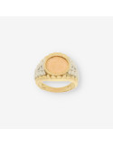 Anillo oro bl. y amarillo con moneda