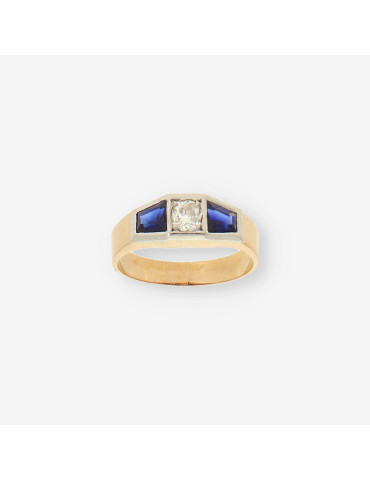Anillo oro zafiro y brillantes