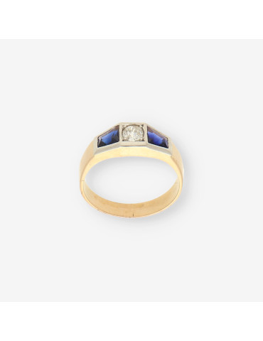 Anillo oro zafiro y brillantes