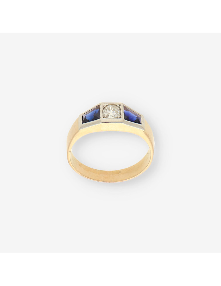 Anillo oro zafiro y brillantes