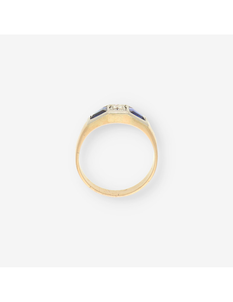 Anillo oro zafiro y brillantes