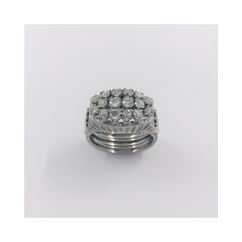 Anillo en oro blanco 18kt con brillantes.