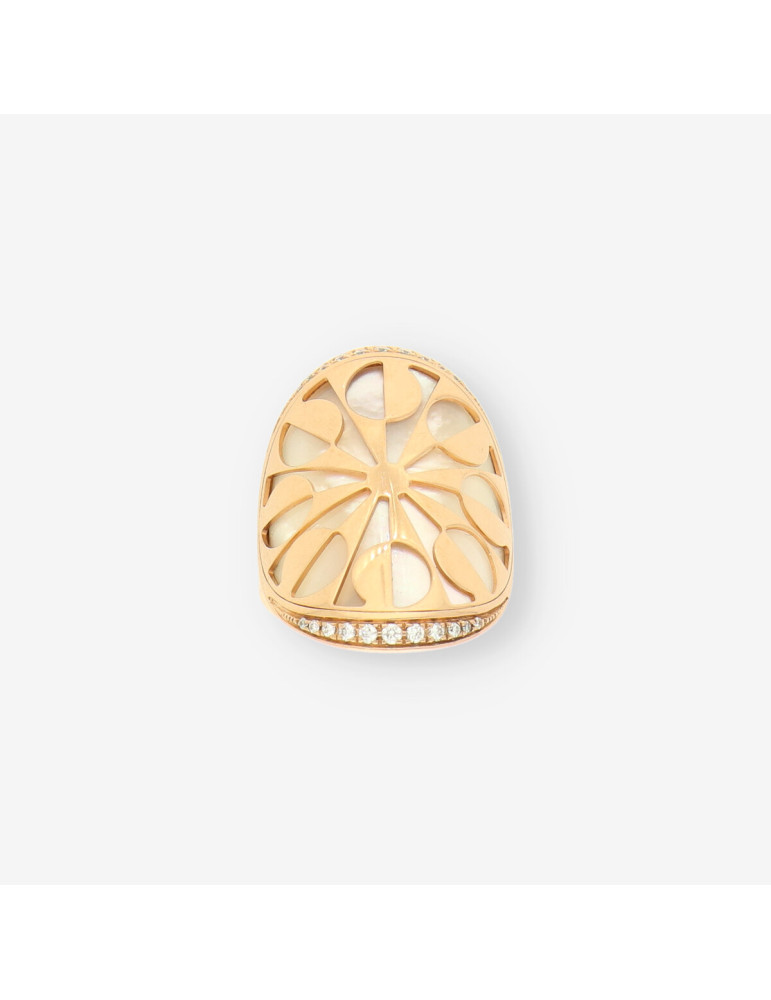 Anillo BULGARI oro rosa y bri INTARSIO