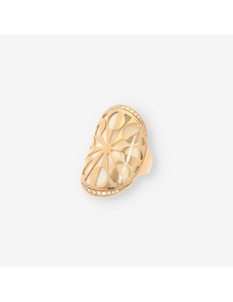 Anillo BULGARI oro rosa y bri INTARSIO