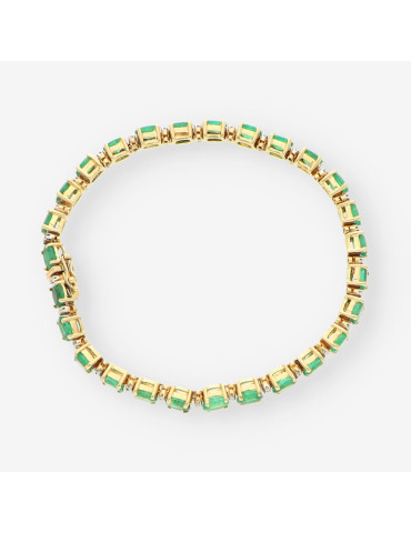 Pulsera Esmeralda oro y brillantes