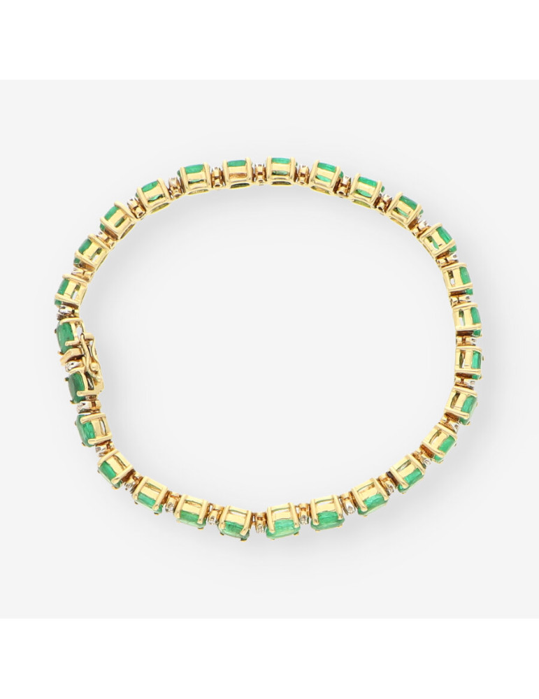 Pulsera Esmeralda oro y brillantes