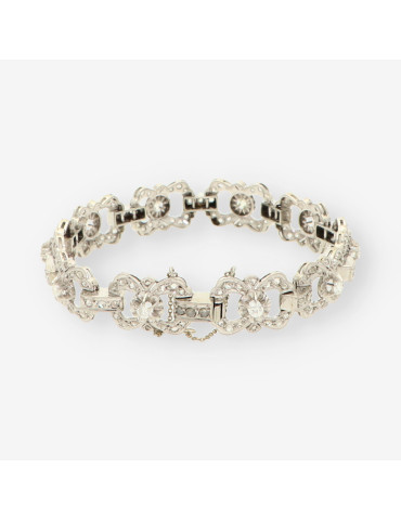 Pulsera Vintage oro blanco  y brillantes