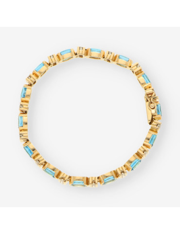 Pulsera p. azul oro y brillantes