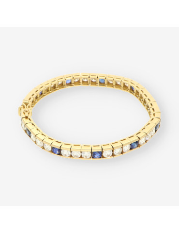 Pulsera riviere oro zafiro y brillantes