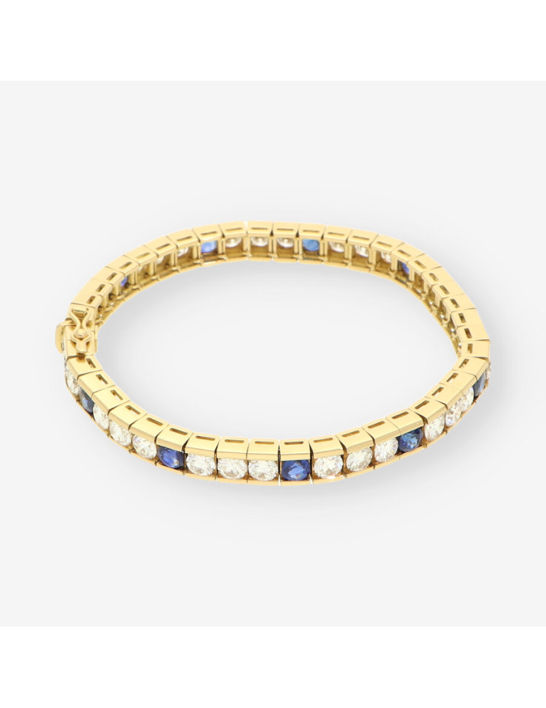 Pulsera riviere oro zafiro y brillantes