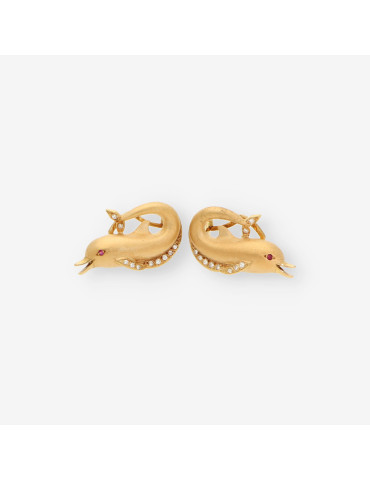 Pendientes delfines oro