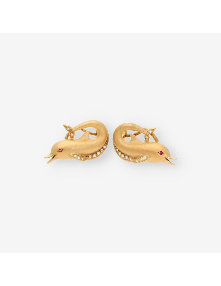 Pendientes delfines oro