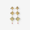 Pendientes largos p. colores oro y bri