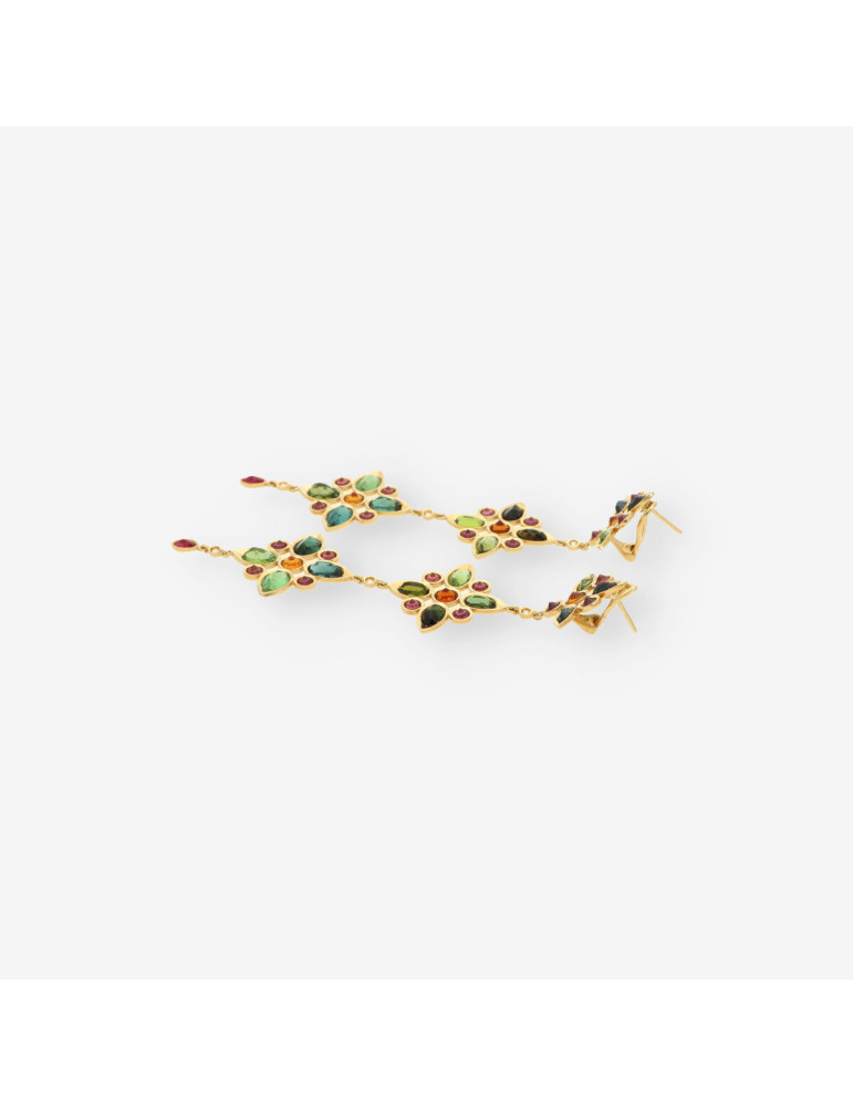 Pendientes largos p. colores oro y bri