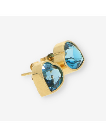 Pendientes corazÃ³n oro y p.azul