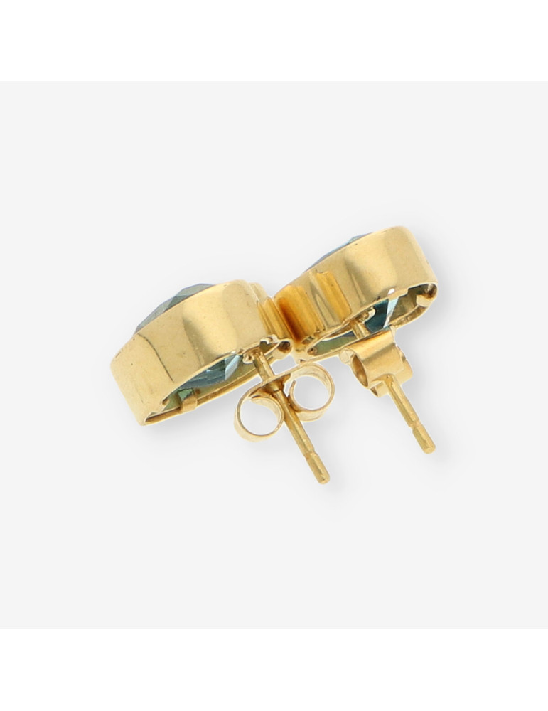 Pendientes corazÃ³n oro y p.azul