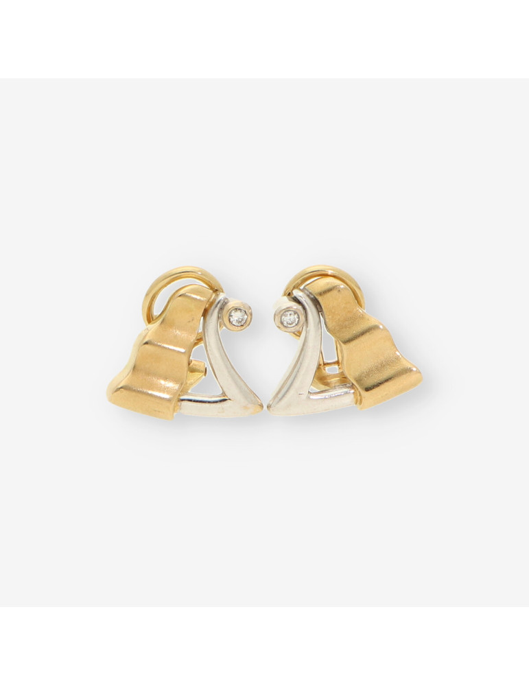 Pendientes oro bl./ama. y brillantes