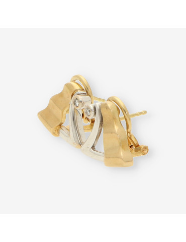 Pendientes oro bl./ama. y brillantes