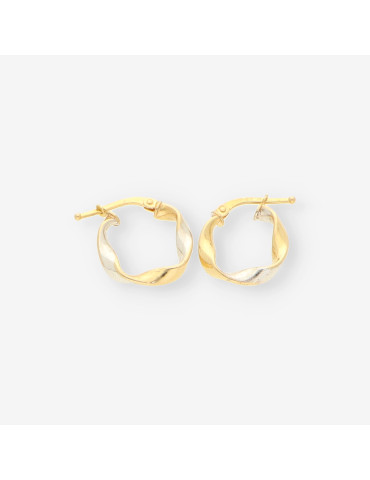 Pendientes aro oro bl. y amarillo