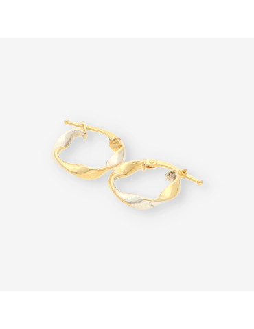 Pendientes aro oro bl. y amarillo