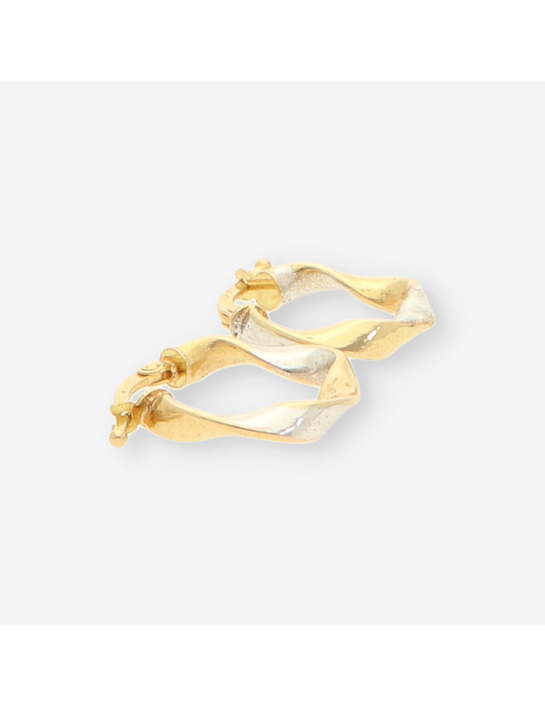 Pendientes aro oro bl. y amarillo