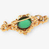 Broche oro perla y piedra verde