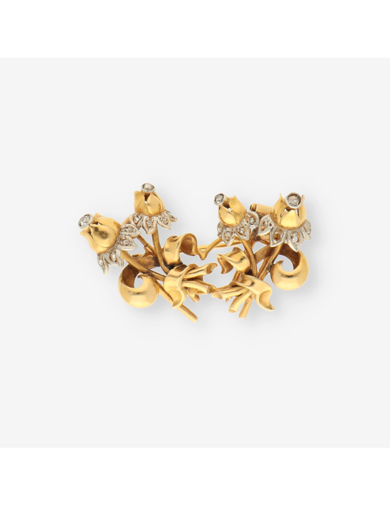Pendientes-Aguja antiguos oro y diamante