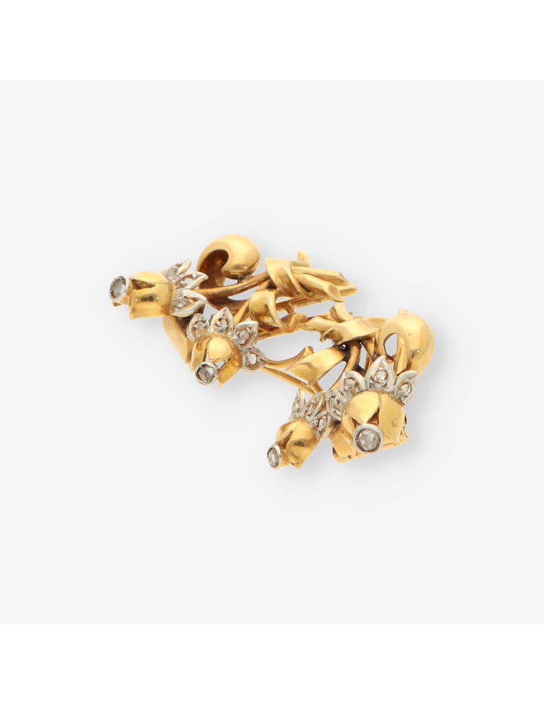 Pendientes-Aguja antiguos oro y diamante