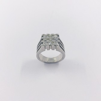 Anillo en oro blanco 18kt y brillantes