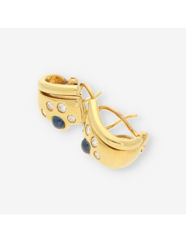 Pendientes zafiro  oro y brillantes