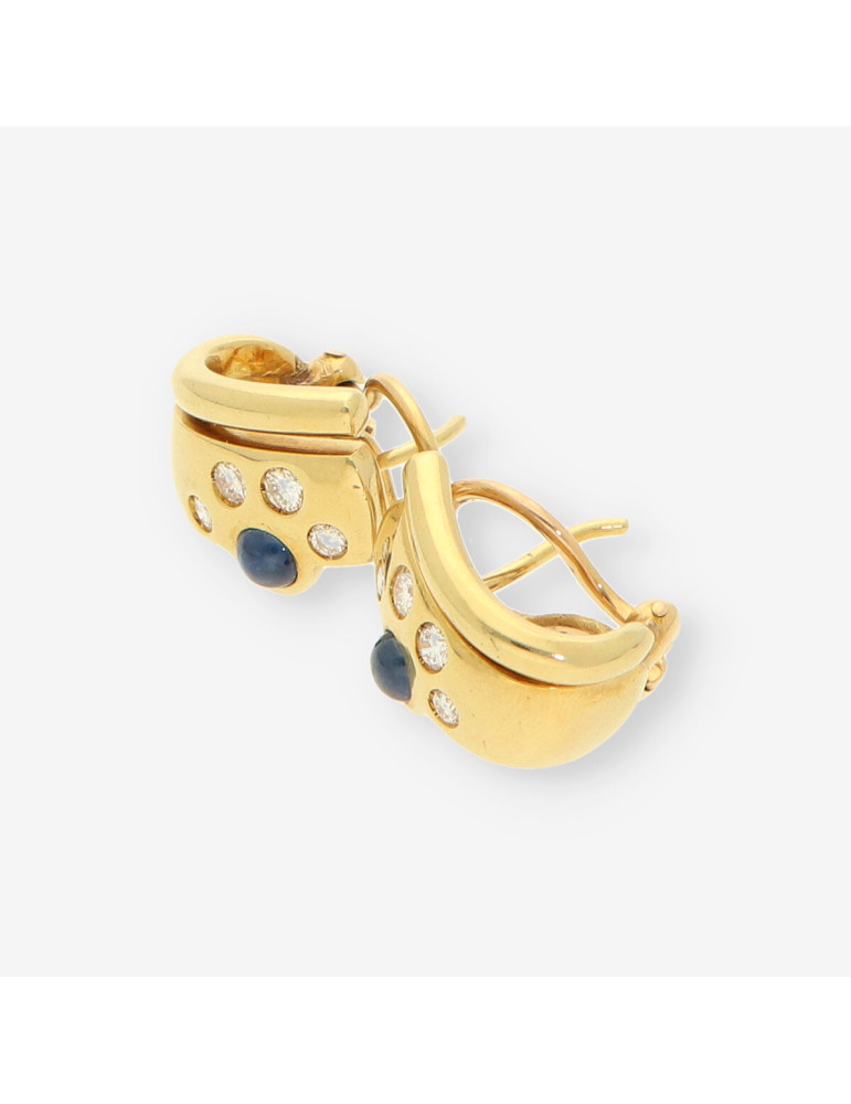 Pendientes zafiro  oro y brillantes