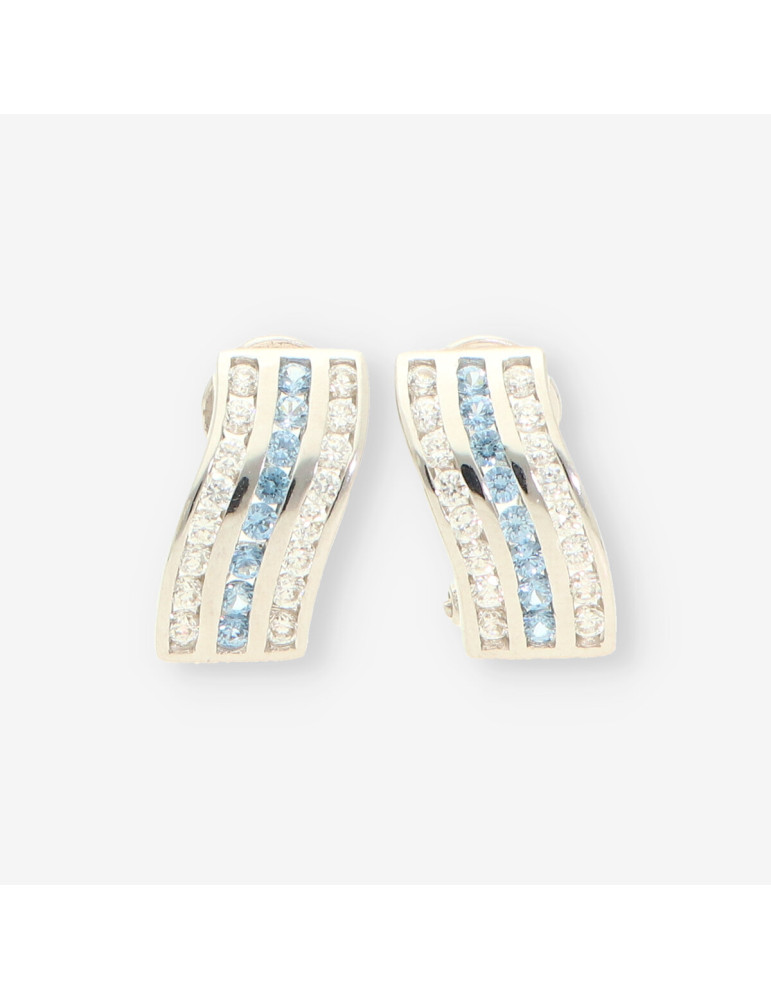 Pendientes oro blanco y circonitas