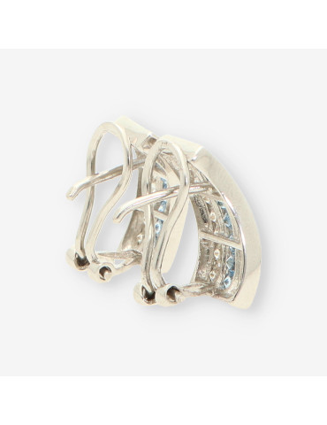 Pendientes oro blanco y circonitas