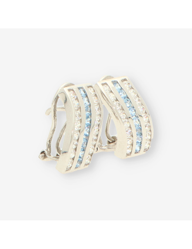 Pendientes oro blanco y circonitas
