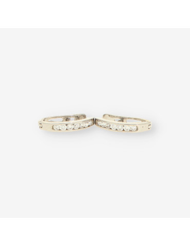 Pendientes oro blanco y circonitas
